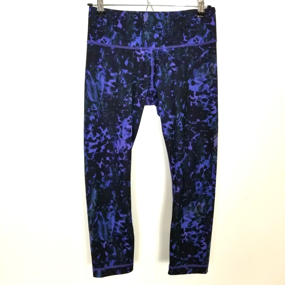 Lululemon Wunder Under Crop Leggings Floral Sport Backdrop Iris Flower Women 6
